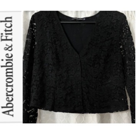 Abercrombie & Fitch Black Lace Crop Top/Size Medium - Picture 9 of 9